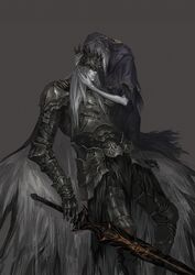  2boys absurdres ambiguous_gender armor brothers cape chinese_commentary commentary crown dark_souls_(series) dark_souls_iii full_armor gauntlets greaves grey_background grey_hair helmet highres holding holding_sword holding_weapon hood long_hair lorian_(elder_prince) lothric_(younger_prince) male_focus multiple_boys pale_skin pauldrons pilgrim_(silentreverie) robe shoulder_armor siblings simple_background standing sword weapon white_hair 