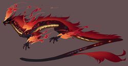  2021 ambiguous_gender asian_mythology claws digital_media_(artwork) dragon east_asian_mythology eastern_dragon feral gold_scales hair hi_res horn kassillea mythological_creature mythological_scalie mythology red_body red_scales scales scalie solo tail 