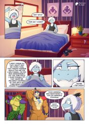  abs after_sex alligator alligatorid anthro bear bed big_muscles blue_body blue_scales bottomwear bow_tie bracelet brown_bear brown_body brown_fur claws clothed clothing confusion crocodilian e-zoid ear_piercing ear_ring english_text eyelashes eyewear eyewear_on_head femboy five_nights_at_freddy&#039;s five_nights_at_freddy&#039;s:_security_breach fur furniture glamrock_freddy green_body green_scales group hair hand_behind_head hat headgear headwear hi_res hoop_ear_ring horn humanoid jewelry kiddie_jukes kobold long_eyelashes male male/male mammal mohawk montgomery_gator muscular muscular_anthro muscular_male on_bed pants pantsless pecs piercing pink_eyes print_bottomwear print_clothing print_pants profanity red_eyes red_hair reptile ring_piercing scales scalie scottgames sharp_teeth shoulder_pads single_ear_ring sleeveless_shirt smooth_crotch spiked_bracelet spikes steel_wool_studios sunglasses sunglasses_on_head tan_body tan_fur teeth text top_hat topless topless_anthro topless_male trio ursine waking_up white_body white_hair white_scales yellow_body yellow_scales 