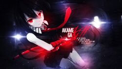  akame akame_ga_kill! black_hair eysaagfx katana red_eyes skirt sword tie watermark weapon 