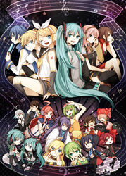  6+boys 6+girls :3 :d ahoge animal_helmet aqua_eyes aqua_hair bare_shoulders black_hair black_thighhighs blonde_hair blue_eyes blue_hair bow brown_eyes brown_hair choker closed_eyes commentary_request crop_top crossover detached_sleeves drill_hair dual_persona eating everyone food genderswap_(ftm) glasses goggles goggles_on_head green_eyes green_hair grey_hair gumi hair_bobbles hair_ornament hairband hairbow hairclip hatsune_miku hatsune_mikuo headphones headset hello_kitty helmet heterochromia highres hiyama_kiyoteru kaai_yuki kagamine_len kagamine_rin kaito_(vocaloid) kamui_gakupo kasane_teto lily_(vocaloid) long_hair megurine_luka meiko_(vocaloid) midriff multicolored_hair multiple_boys multiple_girls musical_note navel necktie nekomura_iroha one_eye_closed open_mouth pink_hair ponytail popsicle purple_eyes purple_hair red_eyes red_hair rule_63 ryuuto_(vocaloid) salute sanrio sf-a2_miki short_hair short_twintails sitting skirt smile spring_onion tama_(songe) thighhighs twintails two-tone_hair utatane_piko utau v vocaloid wrist_cuffs yokune_ruko zettai_ryouiki 