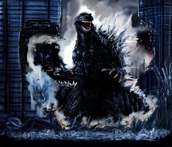  bad_id bad_pixiv_id building city destruction godzilla godzilla_(series) kaijuu monster no_humans skyscraper solo yamabuki_ryuu 