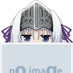  blue_eyes commentary_request eucliwood_hellscythe female fourth_wall hair_ribbon jitome kore_wa_zombie_desu_ka? mugen_ouka no_image peeking_out pixiv ribbon solo visor_(armor) white_hair 