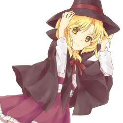  bad_id bad_pixiv_id blonde_hair cape dodomeiro female frills frown hat mizukoshi_saki natsuiro_kiseki photoshop_(medium) simple_background solo white_background witch_hat 