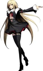  artist_request blonde_hair blue_eyes boots dress female flat_chest full_body guilty_crown guilty_crown_lost_christmas long_hair nitroplus official_art open_mouth present_(guilty_crown) smile solo thigh_boots thighhighs transparent_background zettai_ryouiki 