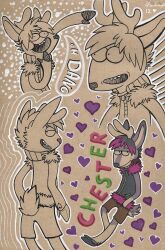  2012 anthro antlers avoid_posting character_name clothed clothing deer heart_symbol horn klotzzilla looking_at_viewer male mammal multiple_poses open_mouth pose simple_background smile solo textured_background toony 