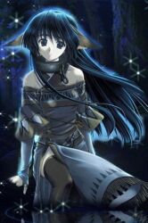  black_hair blue_eyes dress female karulau lowres tail utawarerumono wolf 