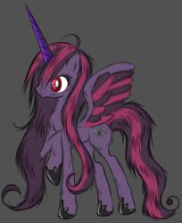  alicorn equid equine feathered_wings feathers female feral hasbro hi_res horn mammal my_little_pony mythological_creature mythological_equine mythology patchouli_kush red_eyes simple_background sleepymomo solo wings 