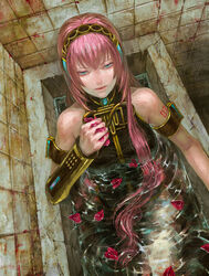  bad_id bad_pixiv_id bath bathing female highres long_hair megurine_luka petals pink_hair solo vocaloid water zain 