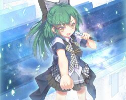  abyss_of_parliament akb0048 green_hair microphone takahashi_minami 