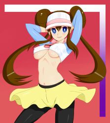  breasts erect_nipples female highres hydrangia long_hair mei_(pokemon) pokemon pokemon_(game) pokemon_bw2 underboob 