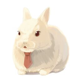  animal animal_focus commentary_request looking_at_viewer mitsuki_yuuya necktie no_humans rabbit red_eyes red_necktie reisen_udongein_inaba reisen_udongein_inaba_(bunny) simple_background sitting solo touhou white_background white_fur 