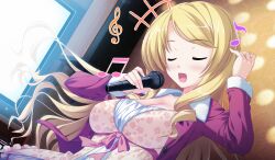  blonde_hair game_cg long_hair microphone moonstone princess_evangile tagme_(character) yamakaze_ran 