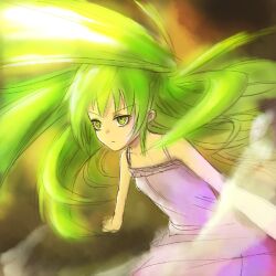  commentary_request copyright_request female flat_chest green_eyes green_hair long_hair mitsuki_yuuya solo very_long_hair 