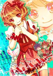  1boy chibi closed_eyes cocoa_(utaite) commentary_request female indie_utaite manabu open_mouth short_hair smile thighhighs utaite zoom_layer 