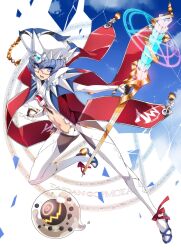  bad_id bad_pixiv_id ban!_(bansankan) blue_eyes blue_hair female glasses hat highres magical_girl mahou_shoujo_taisen mahou_shoujo_taisen_contest_1 midriff navel official_art photoshop_(medium) red-framed_eyewear solo staff 