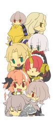  2girls 6+boys ahoge archer_of_black armor armored_dress astolfo_(fate) bangs berserker_of_black black_footwear black_pants black_ribbon blonde_hair boots braid bridal_veil brown_eyes brown_hair cape caster_of_black cloak closed_eyes eyebrows_visible_through_hair fate/apocrypha fate_(series) fur_trim gauntlets green_eyes hair_between_eyes hair_ornament hair_ribbon horns jack_the_ripper_(fate/apocrypha) lancer_of_black long_braid long_hair mask multicolored_hair multiple_boys multiple_girls oerba_yun_fang otoko_no_ko pants pink_eyes pink_hair red_eyes ribbon saber_of_black shirt short_hair sieg_(fate/apocrypha) silver_hair single_braid sweat sweatdrop trap turtleneck two-tone_hair very_long_hair waistcoat white_shirt woodrice 