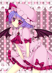  absurdres ascot bad_id bad_pixiv_id bat_wings female hat highres red_eyes remilia_scarlet short_hair solo touhou umeko_(koori_ume) wings 