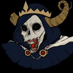  1:1 adventure_time animated_skeleton anterior_nasal_aperture black_background black_sclera bone cape cartoon_network cloak clothing crown dreamscreep gem gums hi_res hood horn horned_humanoid horror_(theme) humanoid lich male not_furry simple_background skeleton solo teeth the_lich_(adventure_time) tongue undead white_body wide_eyed wrinkles 