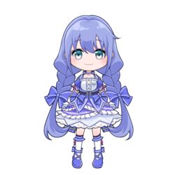  :3 blue_bow blue_dress blue_eyes blue_footwear blue_hair bow braid chibi dress female full_body gloves hairbow long_hair nijisanji open_hands osakana_sashimi shoes smile solo thighhighs twin_braids virtual_youtuber white_gloves yuuki_chihiro yuuki_chihiro_(8th_costume) 