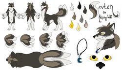  2_tails 4_arms canid canid_taur canine canine_taur canis flat_colors fox fox_taur hybrid hybrid_taur jewelry mammal mammal_taur model_sheet multi_arm multi_limb multi_tail multifur necklace princedoodles sevten solo tail taur text wolf wolf_taur 