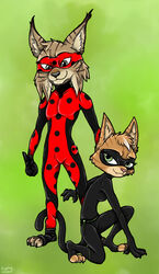  arthropod bad_guy_cafe beetle cat_noir clothing colt_lasky costume cucujoid disney domestic_cat duo felid feline felis green_eyes hero hi_res insects lady_noir ladybug lynx mammal miraculous_ladybug miraculous_ladybug_(character) mister_bug sarha_solar skinny ziegelzeig zootopia 