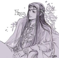  1boy bracer branch character_name closed_mouth dated fingon kazuki-mendou long_sleeves male_focus monochrome pointy_ears signature simple_background sitting smile solo the_silmarillion tolkien&#039;s_legendarium white_background 