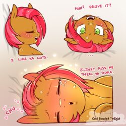  1:1 2020 babs_seed_(mlp) blush brown_body closed_eyes cold-blooded-twilight dialogue digital_media_(artwork) earth_pony english_text equid equine female feral freckles friendship_is_magic green_eyes hair hasbro heart_symbol hi_res horse kiss_request kissing kissing_pov kissing_sound_effect kissy_face looking_at_viewer lying mammal multicolored_hair multiple_poses my_little_pony on_back on_side open_mouth pony pose red_hair requesting solo talking_to_viewer teeth text two_tone_hair url young young_feral 