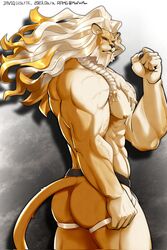  anthro clothing digital_media_(artwork) dislyte felid hi_res javid_(dislyte) jockstrap lilith_games lion male mammal muscular muscular_male musfetman pantherine solo tiger underwear 