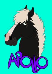  2019 aidan_(apollo13) apollo13 black_body black_fur digital_media_(artwork) equid equine eye_scar facial_scar feral fur green_background green_eyes headshot_portrait hi_res horse looking_at_viewer male mammal mane multicolored_body multicolored_fur name_badge portrait scar simple_background smile solo two_tone_body two_tone_fur white_body white_fur white_mane 