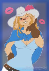  2018 aliscik blowing_kiss blush canid canine canis domestic_dog female kissing mammal minkmen_(one_piece) one_eye_closed one_piece solo text url wanda_(one_piece) wink 