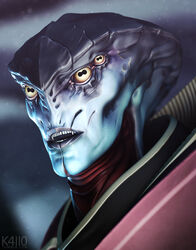  3d_(artwork) 4_eyes alien armor bioware digital_media_(artwork) electronic_arts fangs humanoid javik k4ll0 male mass_effect multi_eye not_furry portrait prothean small_teeth solo teeth 