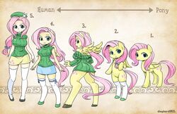  animal_ears arrow_(symbol) artist_name bare_shoulders beret big_hair bottomless breasts colored_skin commentary creature_and_personification cutie_mark english_commentary english_text female fluttershy_(mlp) furrification furry furry_female furry_scale green_eyes hat highres hooves horse_ears horse_girl horse_legs horse_tail large_breasts long_hair low-tied_long_hair multiple_views my_little_pony my_little_pony:_equestria_girls my_little_pony:_friendship_is_magic off-shoulder_sweater off_shoulder pegasus personification photoshop_(medium) pink_hair pony_(animal) progression ribbed_sweater shepherd0821 skirt sleeveless sleeveless_turtleneck smile sweater tail thighhighs turtleneck white_legwear wings yellow_skin zettai_ryouiki 