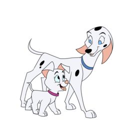  101_dalmatians 102_dalmatians 1:1 aged_up alpha_channel blue_eyes cadpig canid canine canis dalmatian disney domestic_dog duo female feral lonbluewolf mammal oddball_(101_dalmatians) simple_background 