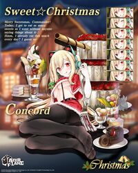  :d animal_ear_headphones animal_ears azur_lane black_legwear blonde_hair breasts cake capelet cat_ear_headphones cat_ears christmas commentary concord_(azur_lane) concord_(sweet_christmas)_(azur_lane) english_commentary english_text expressions fake_animal_ears feet female food fur_trim headphones highres large_breasts merry_christmas mole mole_under_eye no_shoes official_alternate_costume official_art oouso open_mouth panties panties_under_pantyhose pantyhose red_eyes santa_costume second-party_source skirt smile star-shaped_pupils star_(symbol) symbol-shaped_pupils thighband_pantyhose toenails toes tongue tongue_out twintails underboob underwear 