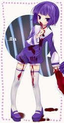  bad_id bad_pixiv_id blood commentary_request elysion female knife mary_janes photoshop_(medium) purple_eyes purple_hair shoes short_hair solo soror sound_horizon thighhighs yukian zettai_ryouiki 