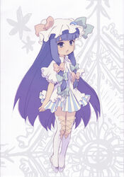  alternate_costume bad_id bad_pixiv_id female hat lace-up long_hair oto patchouli_knowledge photoshop_(medium) purple_eyes purple_hair solo thighhighs touhou 