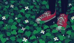  animated animated converse female flower leaf original out_of_frame pantyhose pixel_art plant rain red_footwear shoes sneakers solo standing toyoi_yuuta white_flower 