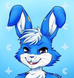  anthro bust_portrait cheeky chibi digital_drawing_(artwork) digital_media_(artwork) floppy fluffy fur grin hair happy lagomorph leporid looking_at_viewer mammal narrowed_eyes portrait rabbit sassy simple_background smile smirk solo thebadnewsbear 