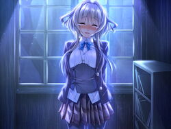  amakano blush brown_hair closed_eyes crying female game_cg kanbayashi_mizuki mole night open_mouth piromizu tears 