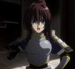  animated animated armor blue_eyes brown_hair female looking_at_viewer lowres oda_nobuna_no_yabou shibata_katsuie_(oda_nobuna_no_yabou) solo 