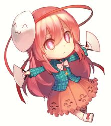  chibi female hata_no_kokoro keemoringo pink_eyes pink_hair simple_background solo touhou 