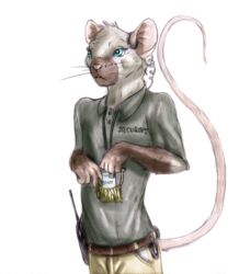  blue_eyes clothing conditional_dnp english_text mammal mouse murid murine rodent security shirt simple_background solo text text_on_clothing text_on_shirt text_on_topwear topwear walkie-talkie whimsicalsquirrel white_background 