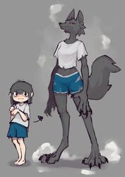  absurd_res anthro black_nose canid canine clothed clothing color_fox digital_media_(artwork) female fur hair hi_res human mammal nervous_expression solo taller_female topwear torn_clothing transformation were werecanid werecanine werewolf 