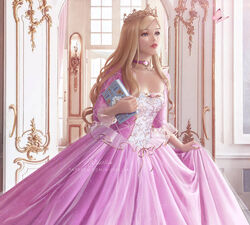  anneliese_(barbie) barbie_(character) barbie_(franchise) barbie_as_the_princess_and_the_pauper barbie_movies blonde_hair blue_eyes book breasts bug butterfly castle choker corset cowboy_shot crown curly_hair door door_handle dress female filigree flower formal frilled_dress frills gold_trim gown hair_ornament holding holding_book indoors insects interior jewelry looking_ahead necklace palace parted_lips pink_butterfly pink_choker pink_dress princess princess_and_the_pauper realistic red_lips ribbon rose skirt_hold solo square_neckline sunlight tiara wickellia window 