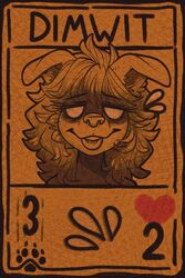  2022 absurd_res anthro blep canid canine canis card card_template digital_media_(artwork) dimmi_(character) dimwitdog domestic_dog empty_eyes female front_view hair headshot_portrait heart_symbol hi_res inscryption mammal meme portrait smile solo tongue tongue_out 