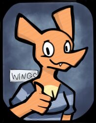  2018 aimbot-jones anthro breasts charizard cleavage close-up clothed clothing dragon english_text female generation_1_pokemon gesture hand_gesture hi_res looking_at_viewer mythological_creature mythological_scalie mythology nintendo orange_body orange_skin pokemon pokemon_(species) scalie simple_background smile solo text thumbs_up valentina_(aimbot-jones) 