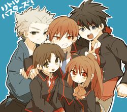  4boys bad_id bad_pixiv_id female headband inohara_masato japanese_clothes little_busters! little_busters!_school_uniform miyazawa_kengo multiple_boys naoe_riki natsume_kyousuke natsume_rin niwashigu_(mmttmm) revision school_uniform 