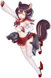  ;d allenes anchor animal_ears arm_up armpits azur_lane blush bow bowtie breasts brown_hair crop_top detached_sleeves eyebrows female flats full_body hair_between_eyes leg_up light_brown_hair long_sleeves machinery medium_breasts miniskirt multicolored_hair navel oerba_yun_fang official_art one_eye_closed open_mouth orange_eyes pleated_skirt red_bow red_bowtie red_footwear red_ribbon red_sailor_collar red_skirt ribbon ribbon-trimmed_clothes ribbon-trimmed_sleeves ribbon_trim rudder_footwear sailor_collar school_uniform serafuku shirt shoes short_hair skirt sleeveless sleeveless_shirt sleeves_past_wrists slippers smile solo squirrel_ears squirrel_tail stomach streaked_hair tachi-e tail thighhighs torpedo torpedo_tubes transparent_background turret two-tone_hair wakaba_(azur_lane) white_shirt white_thighhighs zettai_ryouiki 