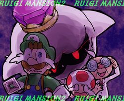  copyright_name ghost glasses gloves hat king_boo labcoat luigi luigi&#039;s_mansion luigi&#039;s_mansion_dark_moon mario_(series) nintendo overalls professor_elvin_gadd scared super_mario_bros. tears toad toad_(mario) 